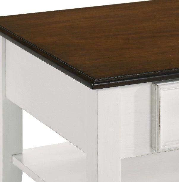 New Classic® Home Furnishings Evander Cream Coffee Table with Brown Top -4