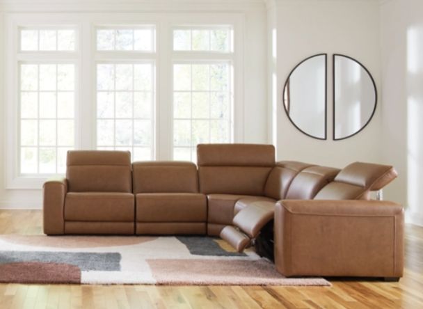 Signature Design by Ashley® Rally-Up 5-Piece Caramel Power Reclining Sectional-4