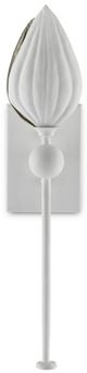 Currey & Company Peace Lily Gesso White/Silver Leaf Wall Sconce-2