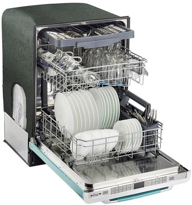 Unique® Appliances Classic Retro 24" Ocean Mist Turquoise Built In Dishwasher-1