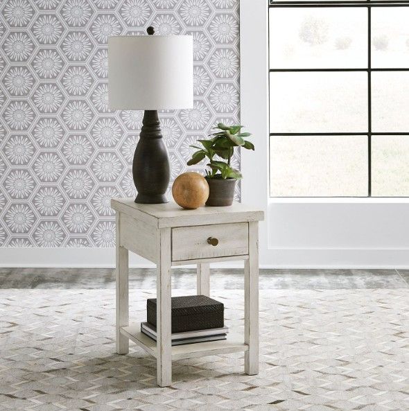 Liberty Furniture Modern Farmhouse Flea Market White Chairside Table-1