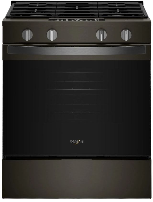 Whirlpool® 30'' Black Stainless Steel Smart Slide-In Gas Range with Air Cooking Technology and Steam Clean-0