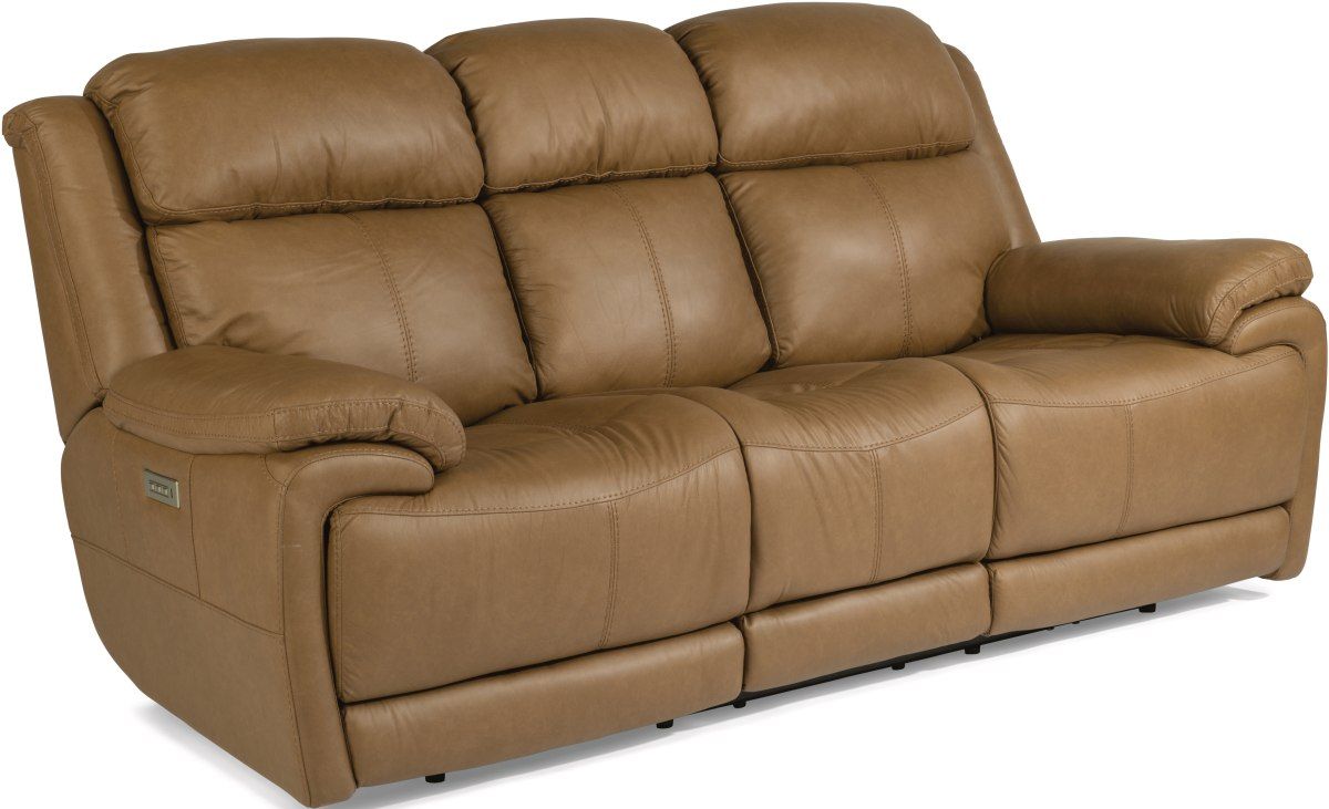 Flexsteel® Elijah Beige Power Reclining Sofa with Power Headrest