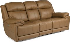 Flexsteel® Elijah Beige Power Reclining Sofa with Power Headrest