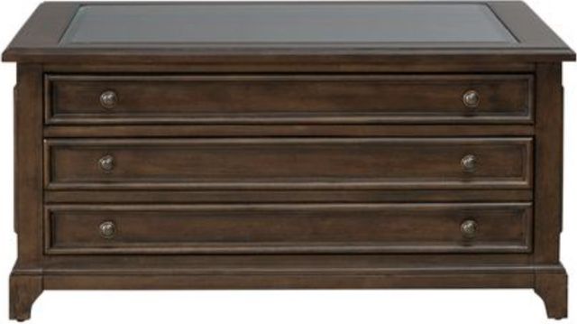 Liberty Furniture Arden Road Glass Top Cocktail Table with Satin Cherry Base-2