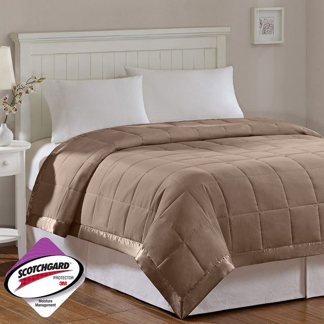 Olliix by Madison Park Brown All Season Hypoallergenic Microfiber Down Alternative Full/Queen Windom Blanket-3