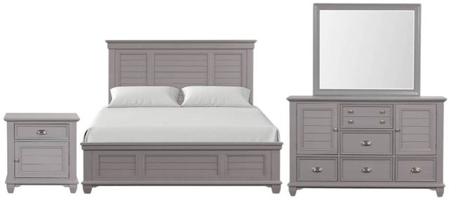 New Classic® Home Furnishings Jamestown 4-Piece Gray California King Panel Bedroom Set-0
