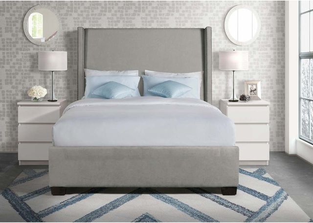 Elements International Magnolia Grey Queen Upholstered Bed-3