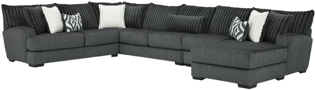 Albany Industries 4-Piece Tweed Gunmetal Right-Arm Facing Chaise Sectional-0