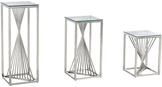 Mazin Furniture Prisma 20" Glass Top Accent Table with Polished Chrome Base-2