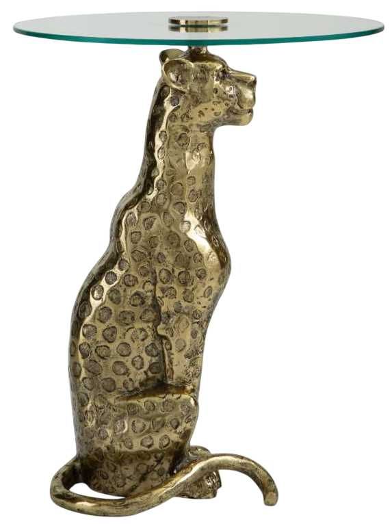 Signature Design by Ashley® Vallain Glass Top Accent Table with Antique Gold Base -2