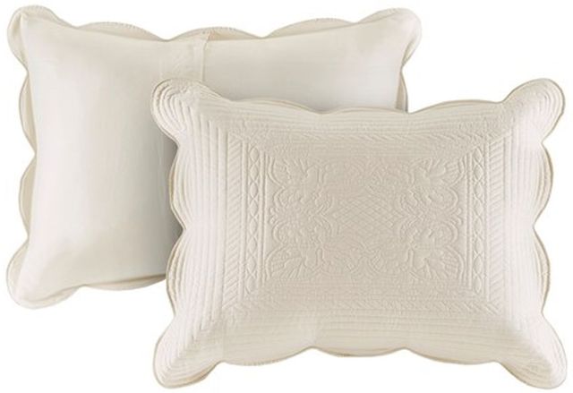Olliix by Madison Park Cream King/California King Tuscany 3 Piece Reversible Scalloped Edge Coverlet Set-1