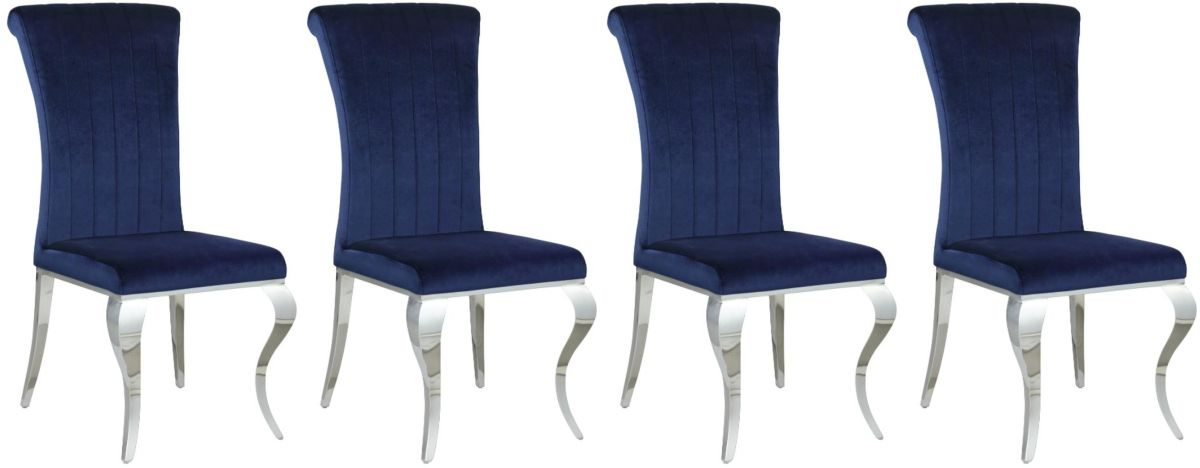 Coaster® Betty 4-Piece Ink Blue/Chrome Upholstered Side Chairs