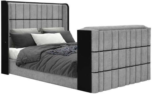 Global Furniture USA Isabella Gray Queen Sleigh Bed with LED-0