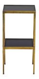 Currey & Company Silas Smoke Accent Table with Antique Brass Frame-0