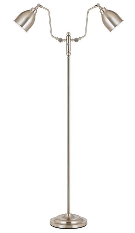 Cal® Lighting & Accessories Dual Light Pharmacy Brushed Steel Floor Lamp-0