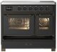Ilve® Majestic III 40" Graphite Matte Pro Style Induction Range with Triple Glass Door and Burnished Trim-2