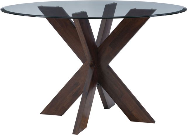 Powell® Adler Glass Top X-Base Dining Table with Espresso Base-0