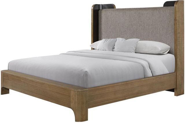 Bernards Calia Beige/Brown Queen Upholstered Panel Bed-3