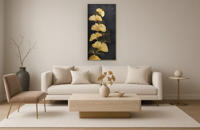 Classy Living Opulent Golden Ginkgo Elegance Wall Art-1