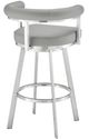Armen Living Magnolia Brushed Stainless Steel/Light Grey 30'' Barstool-3