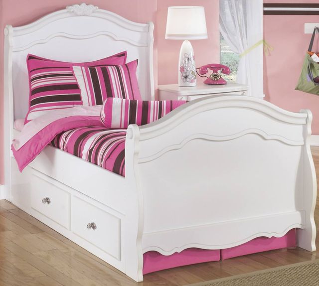 Signature Design by Ashley® Exquisite White Twin Sleigh Storage Bed-0