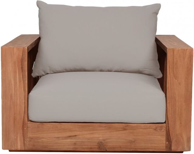 Meridian Furniture Tulum Gray Fabric/Teak Outdoor Accent Chair-2