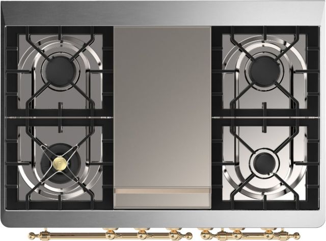 Ilve® Majestic III 40" Custom Pro Style Dual Fuel Natural Gas Range with Solid Door and Brass Trim-1