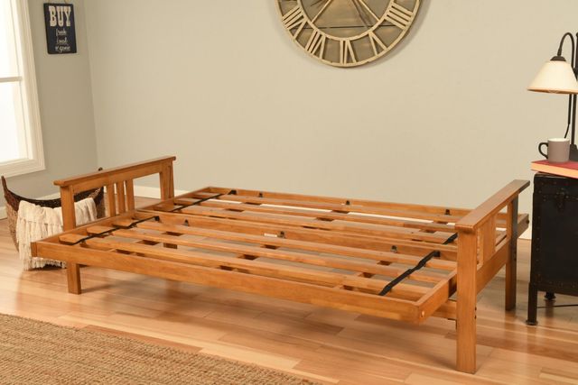 Kodiak Furniture Monterey Twill Gray/Butternut Full Futon with Mattress-3