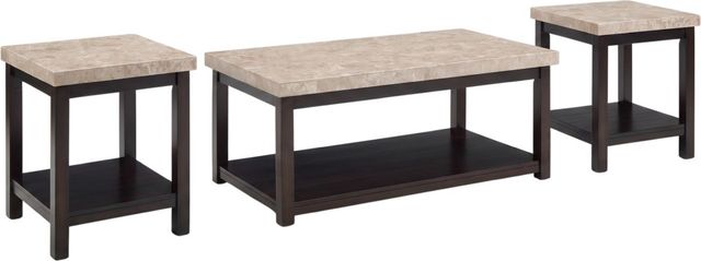 Elements International Kansas Espresso 3-Piece Beige/Espresso Occasional Table Set-0