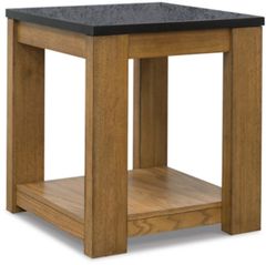 Signature Design by Ashley® Quentina Black Top End Table with Light Brown Base