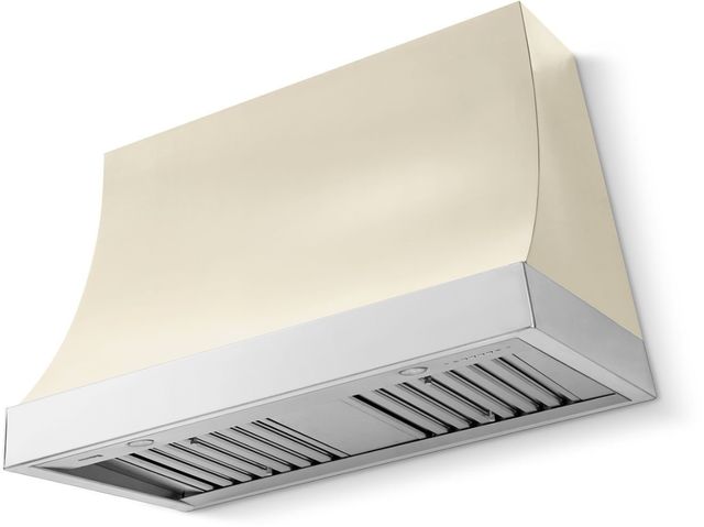 La Cornue Cornufé Marquee 44" Morning Dew Wall Mounted Range Hood with Polished Chrome Trim-0