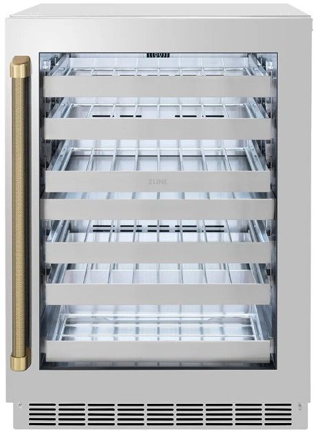 ZLINE Autograph Edition Touchstone 24 " 4.8 Cu. Ft. Stainless Steel Dual Zone with Glass Door and Champagne Bronze Helix Handle -0