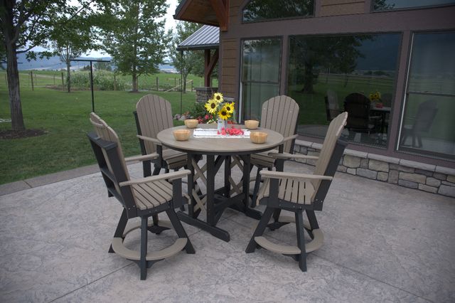 Bitterroot 60in Round Dining Table- Brazilian Walnut on Black- Counter Height-0