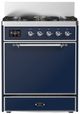 Ilve® Majestic III 30" Midnight Blue Pro Style Dual Fuel Natural Gas Range with Solid Door and Chrome Trim-0