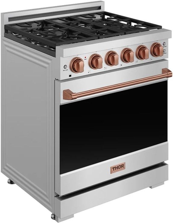 Thor Kitchen Gordon Ramsay Collection 30" Stainless Steel Pro Style Gas Range with Precision Knob Control and Rose Gold Trim-2