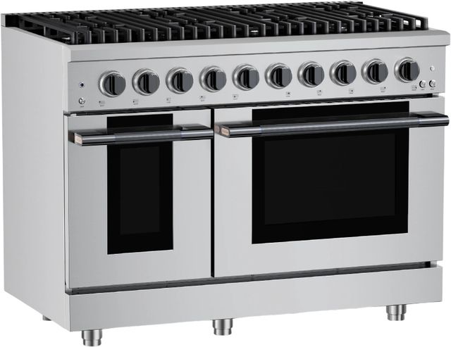 Hauslane HausPro 48" Stainless Steel Pro-Style Gas Range with Black Stainless Steel Knobs-3