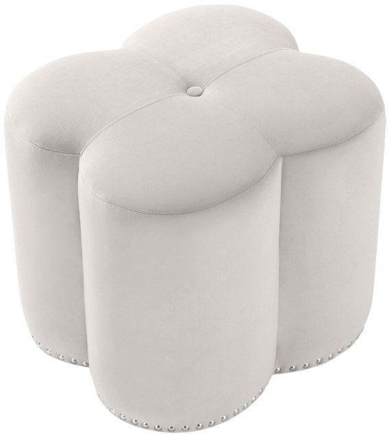 Meridian Furniture Clover Cream Upholstered Stool-1