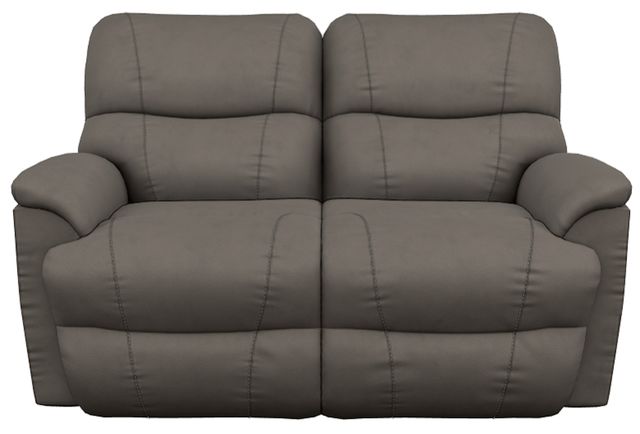 La-Z-Boy® Trouper Gray Leather Power Reclining Loveseat with Headrest and Lumbar-1