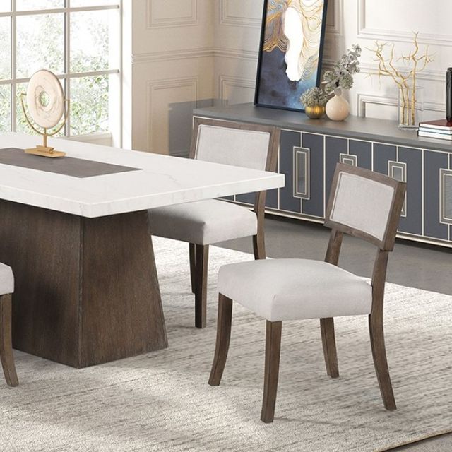 Furniture of America® Grasten White Dining Table with Dark Walnut Base-1