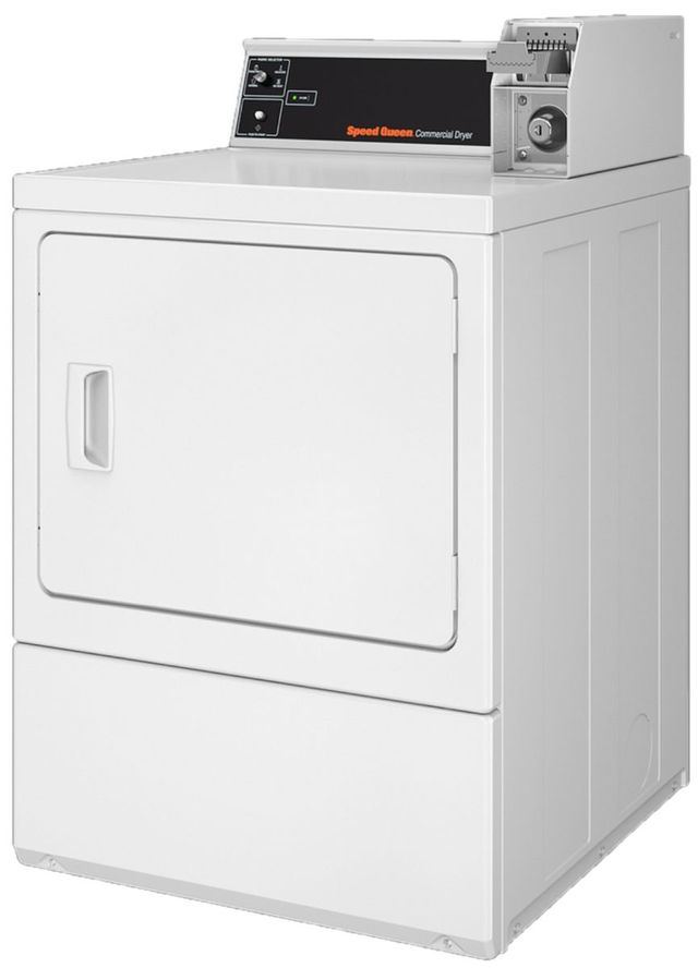 Speed Queen® Commercial 7.0 Cu. Ft. White Coin Slide Front Load Gas Dryer-2