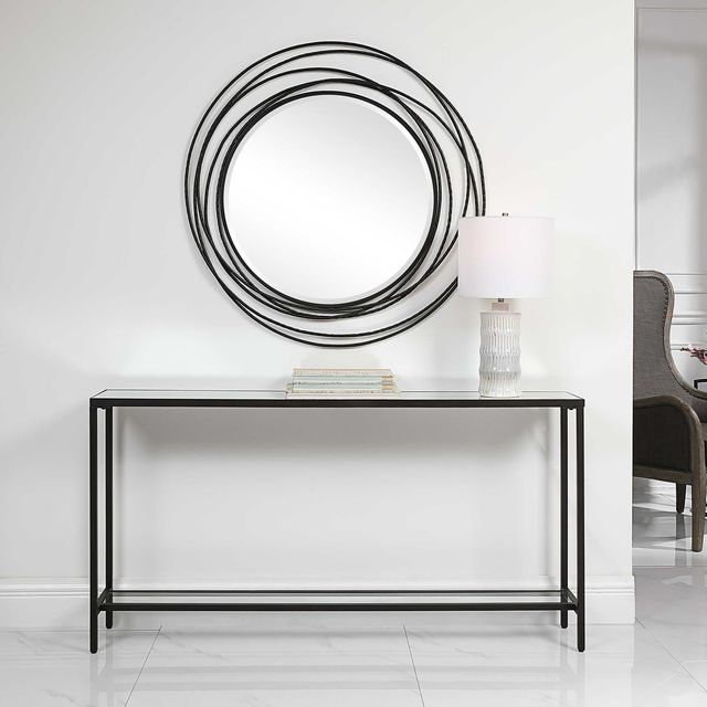Uttermost® Hayley Glass Top Console Table with Black Frame-1