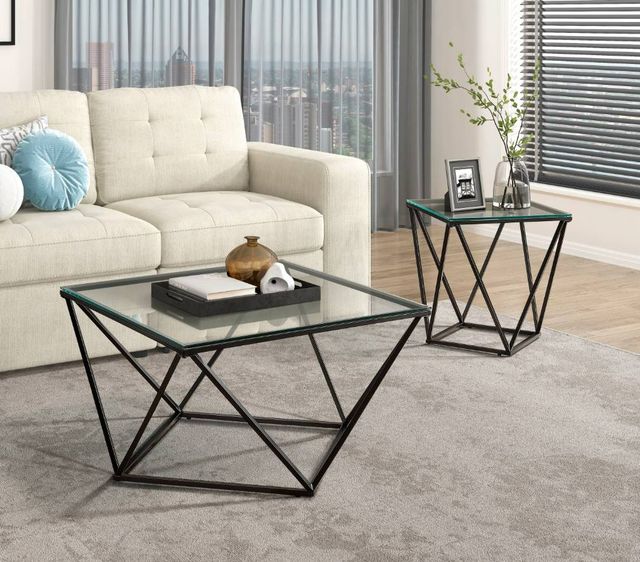Homelegance® Luca Glass Top End Table with Black Base-2