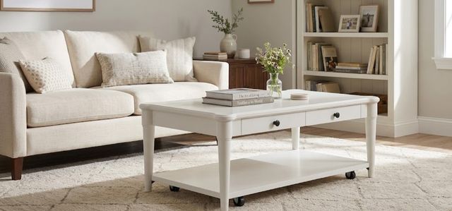 Bernards Citrus Heights White Cocktail Table with Caster-1