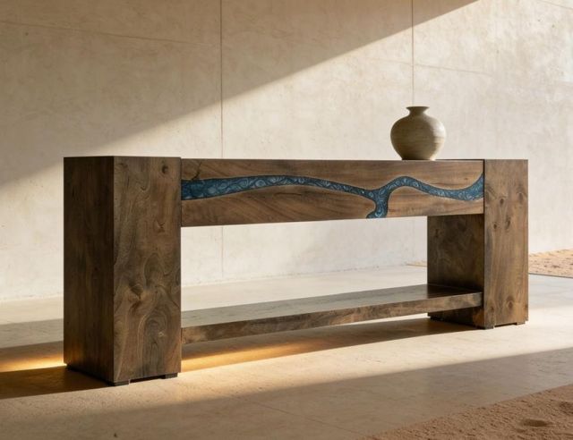 International Furniture Direct Zaphiro Brown Console-1