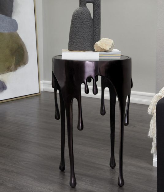Deco Marche U Select Black Abstract Melting Drip End Table-4