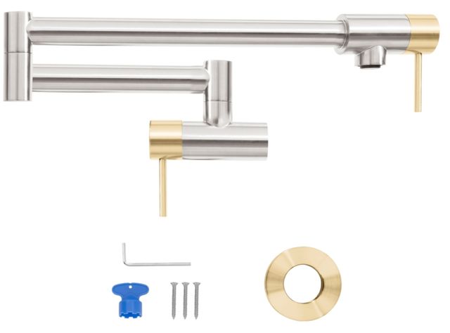 ZLINE Autograph Edition Brushed Nickel/Champagne Bronze Gemini Pot Filler-1