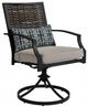 Furniture of America® Sintra 2-Piece Black/Gray Steel/Wicker Outdoor Swivel Arm Chair Set-0