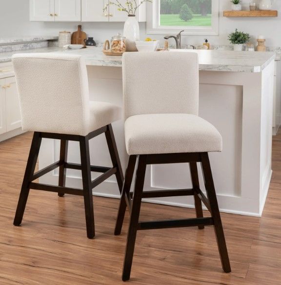 Linon Cohen 2-Piece Natural Upholstered Bar Stool Set-1