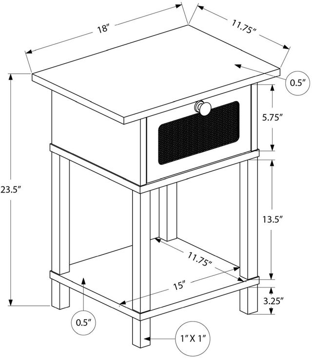 Monarch Specialties Inc. White/Natural Accent Table -1